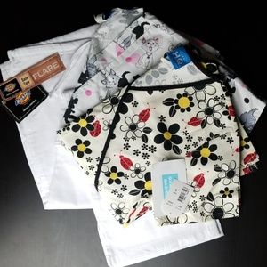 Lot of 2 HQ Scrub Tops & 1 Dickies Scrub Pant